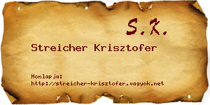 Streicher Krisztofer névjegykártya